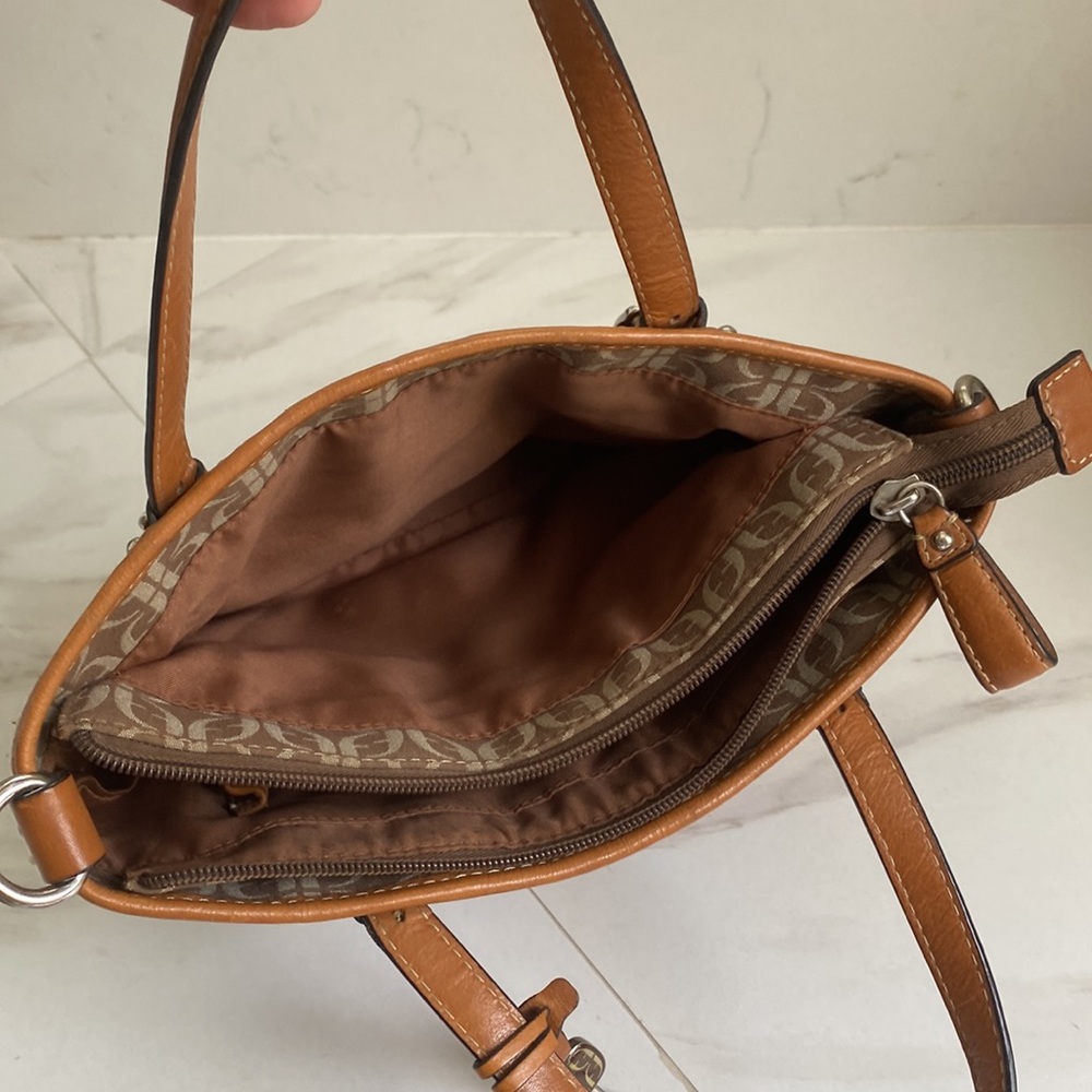 Vintage Fossil Multicolor Patchwork Leather Trim & Canvas Tote Bag/shoulder bag - Picture 8 of 16